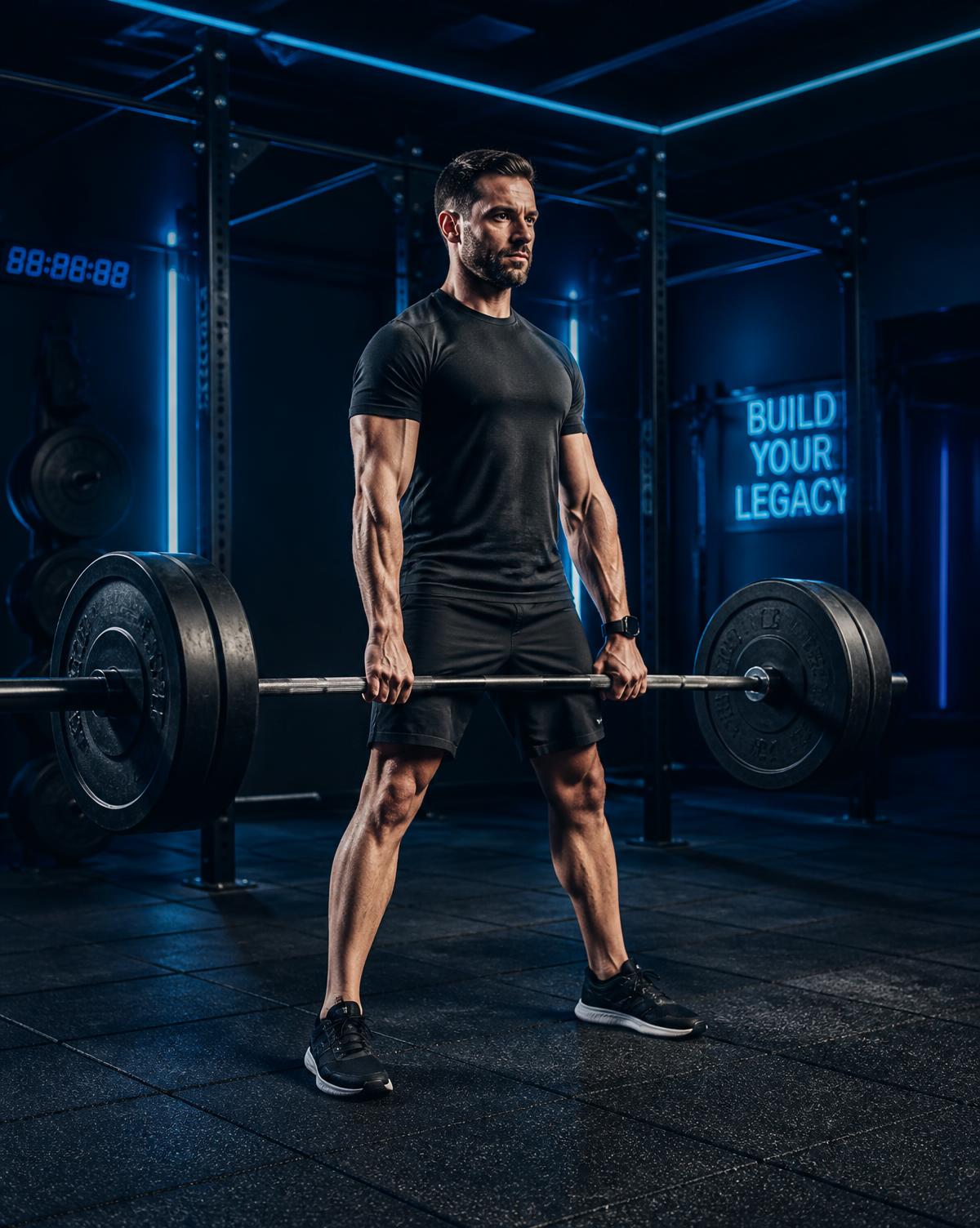 Athlete performing a heavy dumbbell press in a premium gym